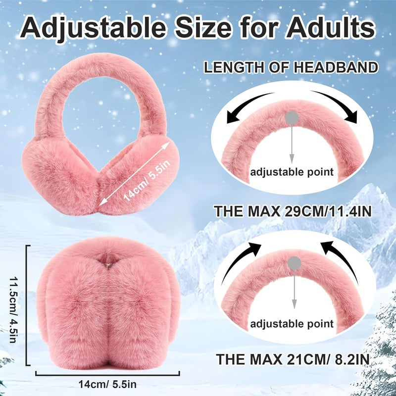 Eyegla Winter Ear Muffs Women Adjustable Fuzzy Earmuffs Faux Fur Ear Warmers Foldable Ear Covers for Cold Weather - Image 5